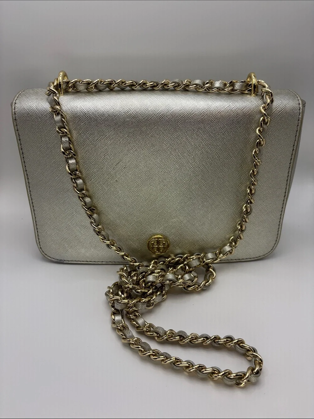 Tory Burch Metallic Gold Chain Shoulder Bag